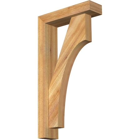 Ekena Millwork Westlake Block Rough Sawn Bracket w/ Offset Brace, Western Red Cedar, 4"W x 14"D x 26"H BKT0402X14X26WTL05RWR